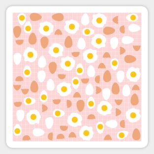 Cute Eggs Pattern on Pink Background Sticker